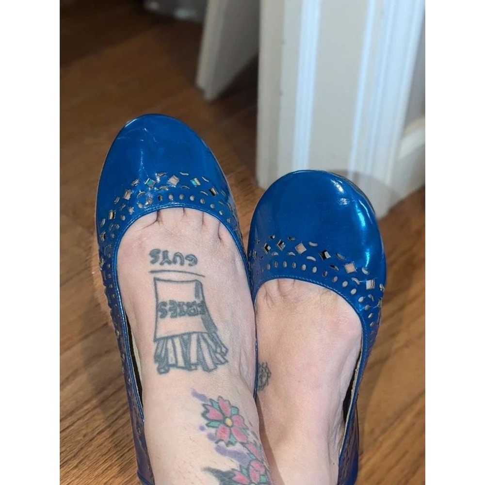 Lane Bryant Blue Lattice Ballet Flats 9 W Wide Width